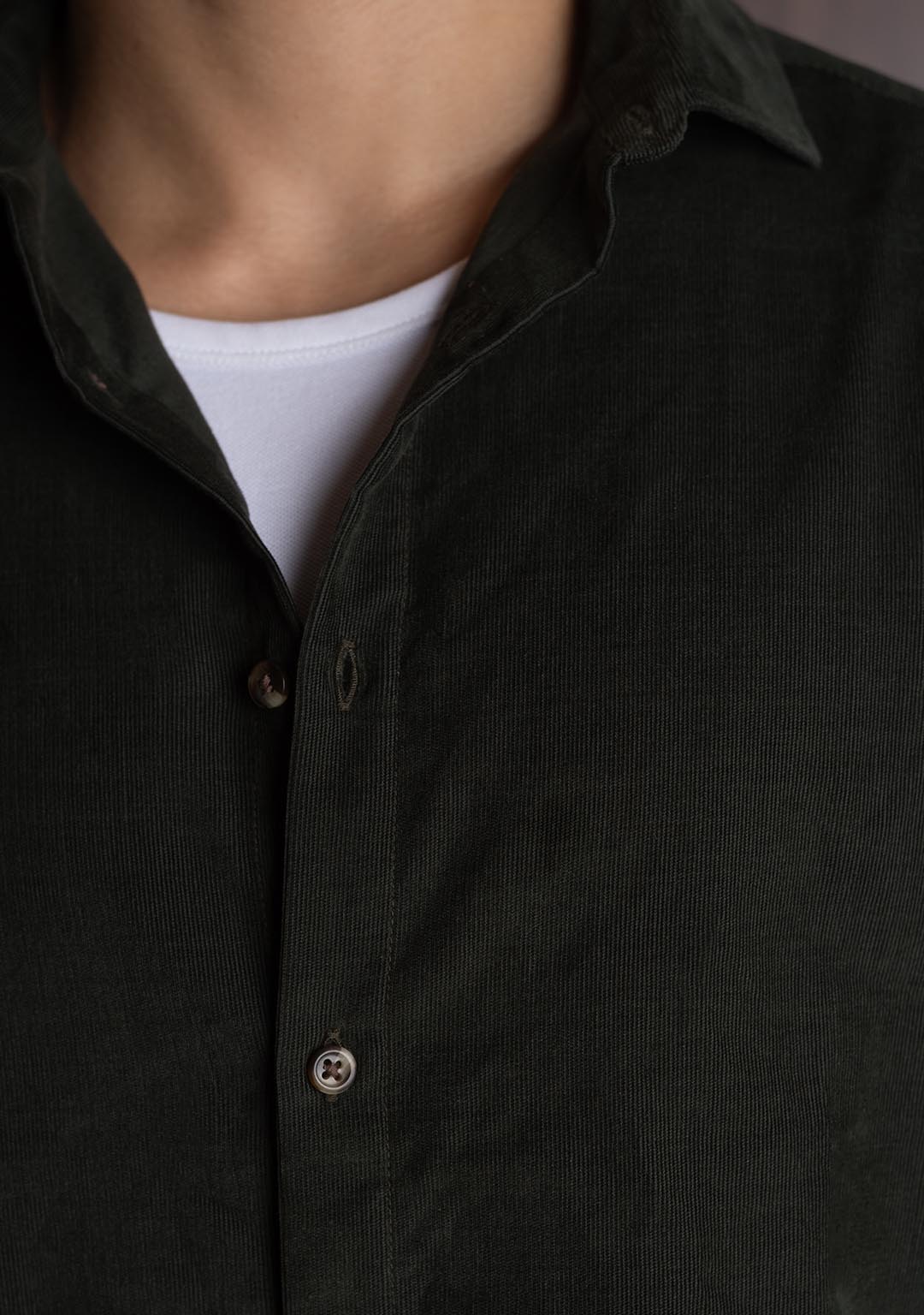 Corduroy Shirt in Pesto
