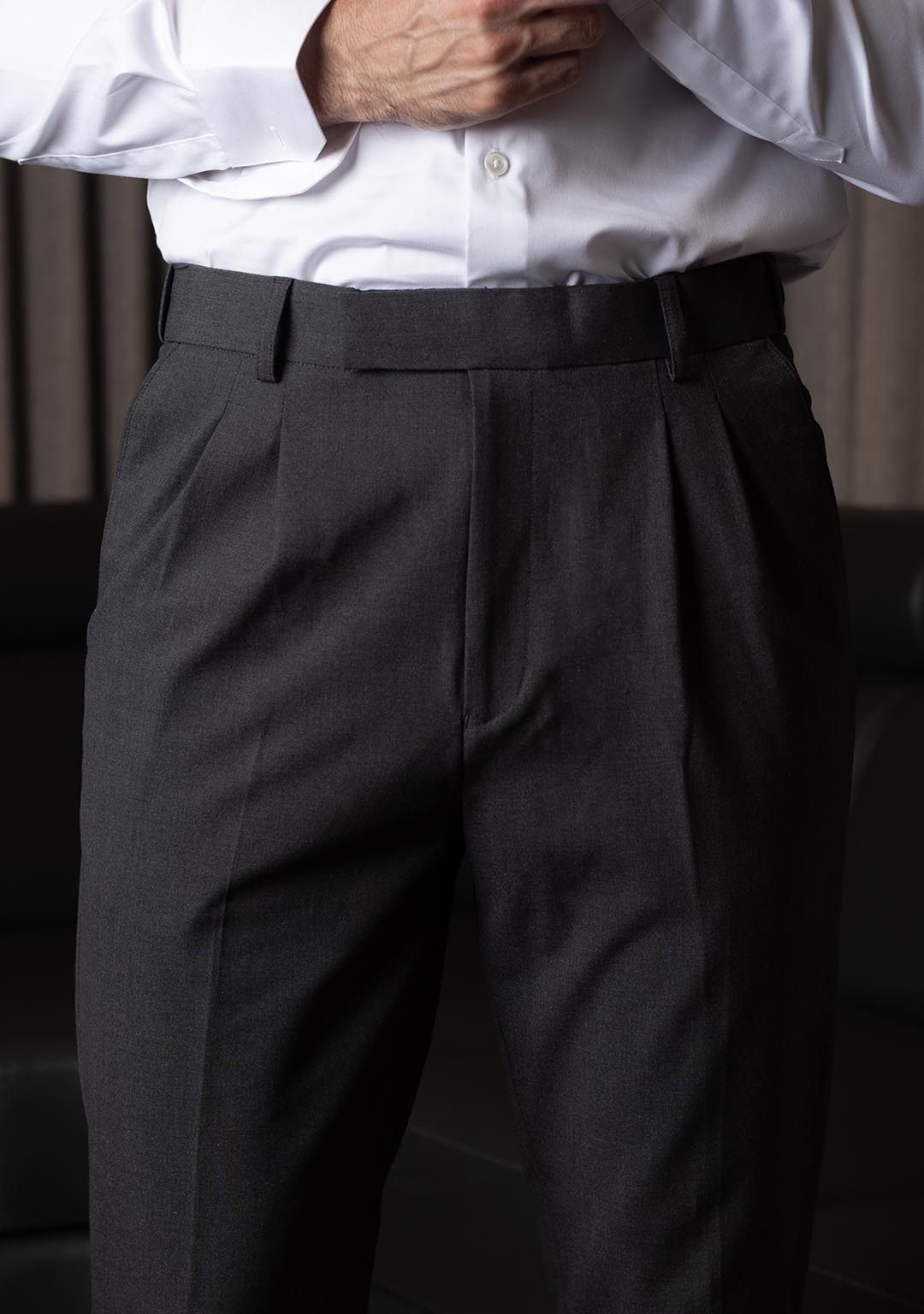 Elite Pleated Trouser in Grey Magnet