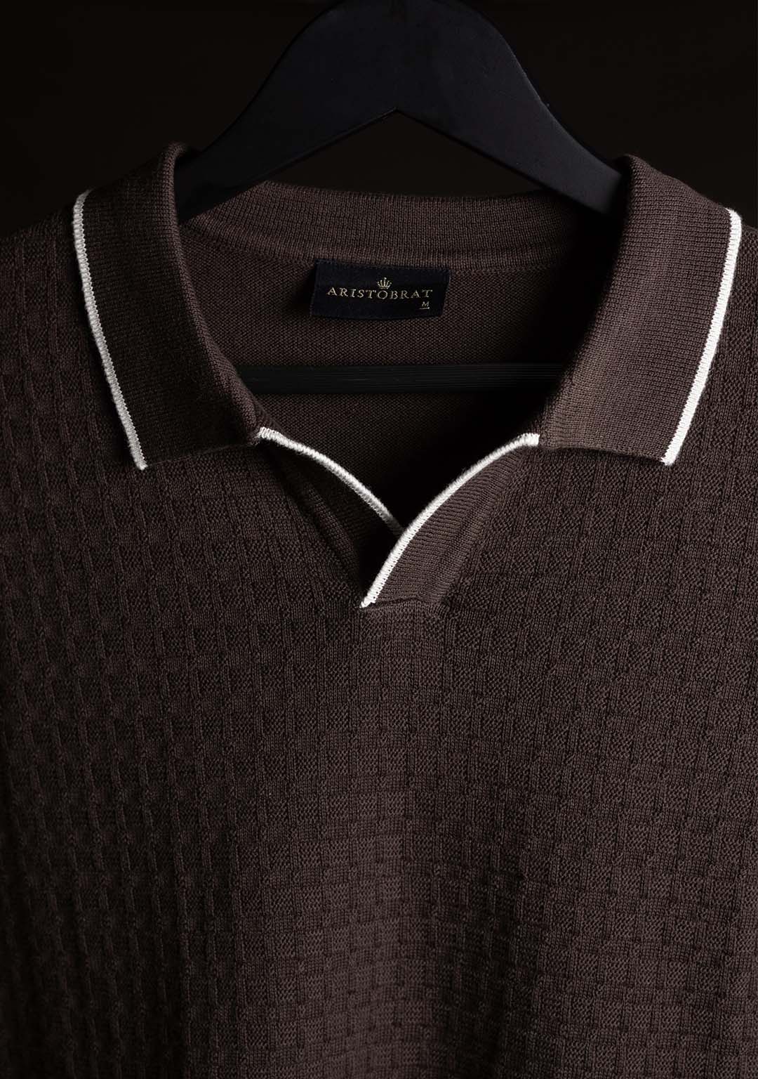 Ghazal Knit Polo in Brown Sugar