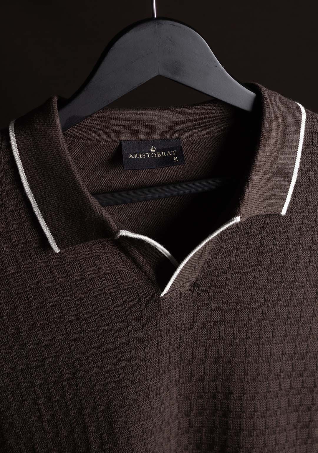 Ghazal Knit Polo in Brown Sugar