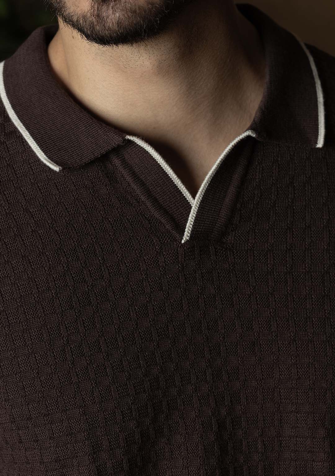 Ghazal Knit Polo in Brown Sugar