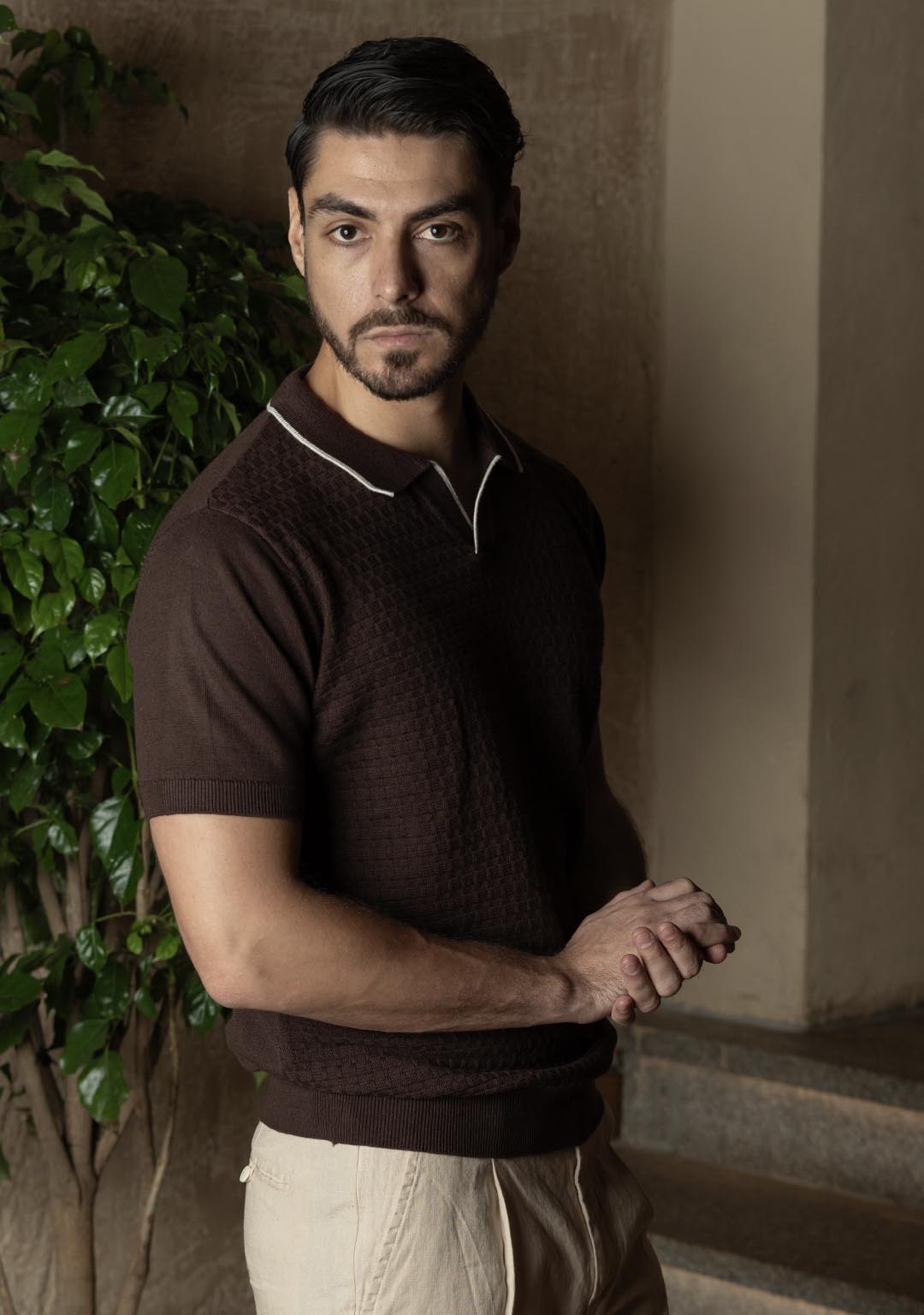Ghazal Knit Polo in Brown Sugar