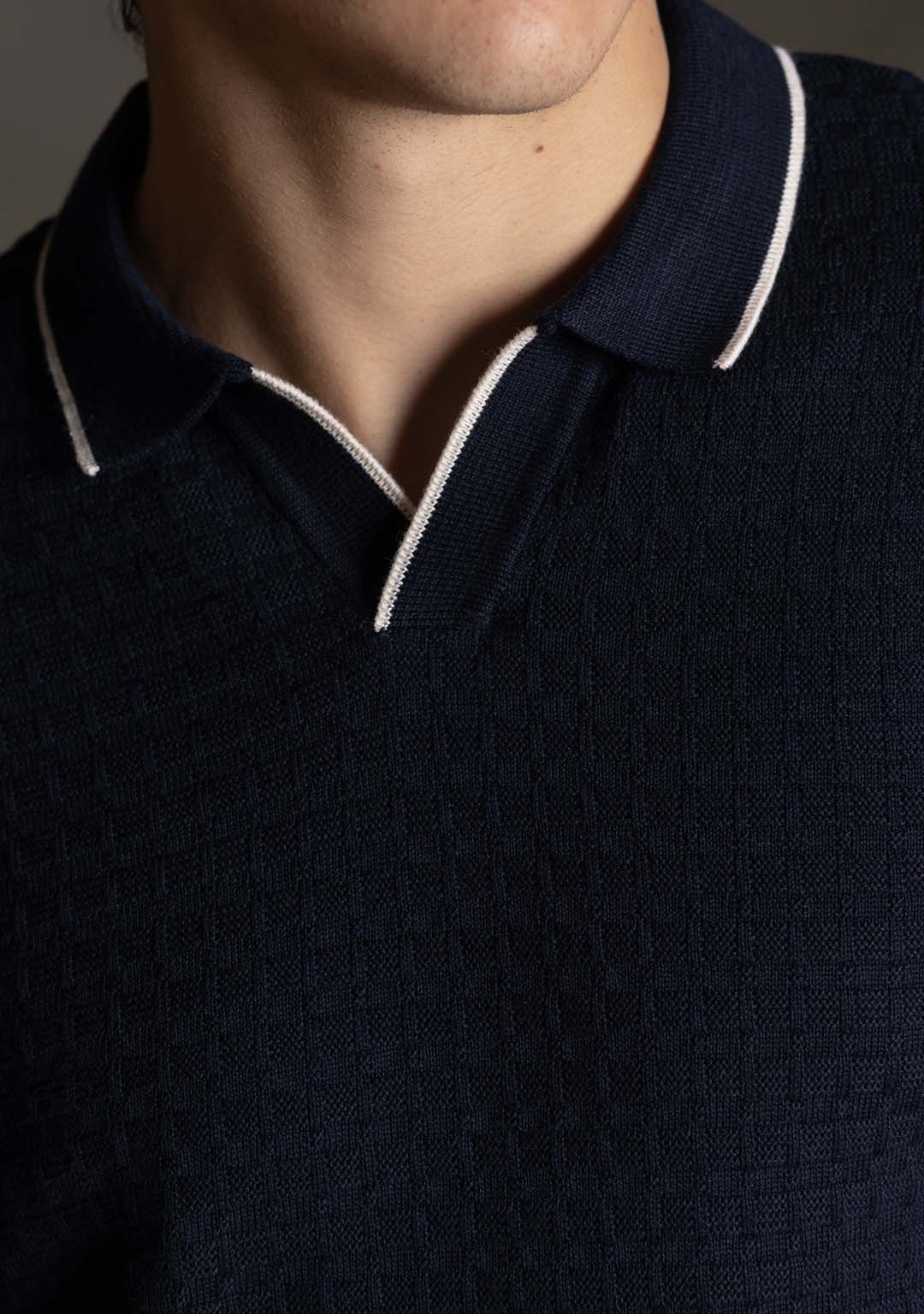 Ghazal Knit Polo in Deep Navy - Aristobrat