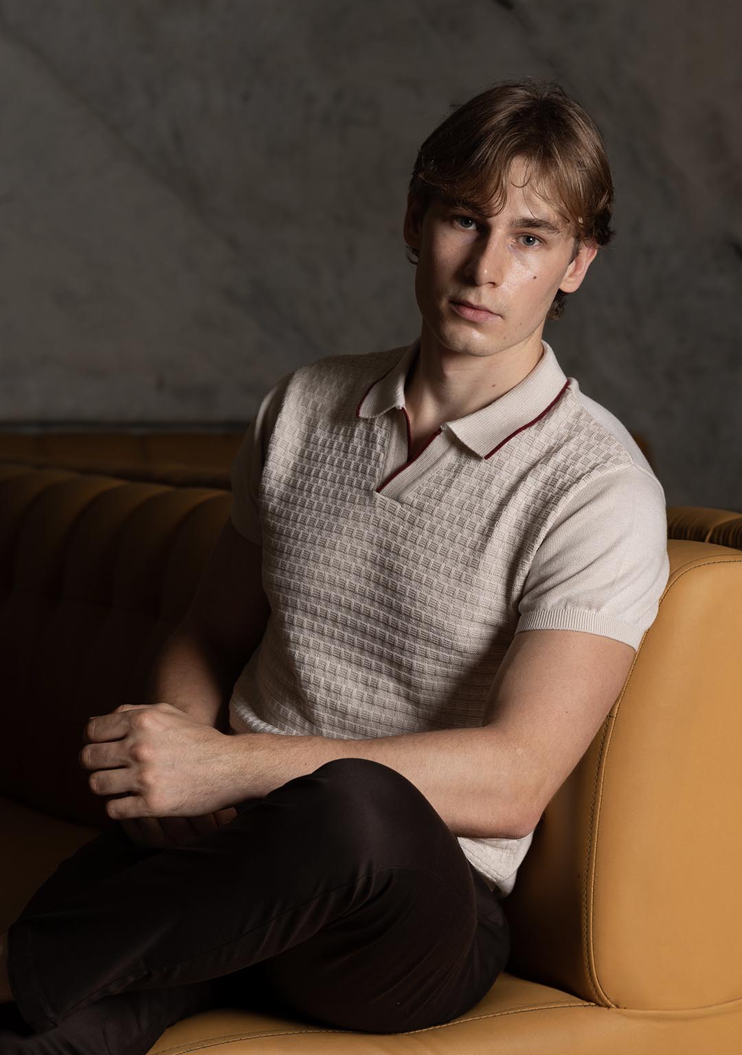 Ghazal Knit Polo in Oat Milk