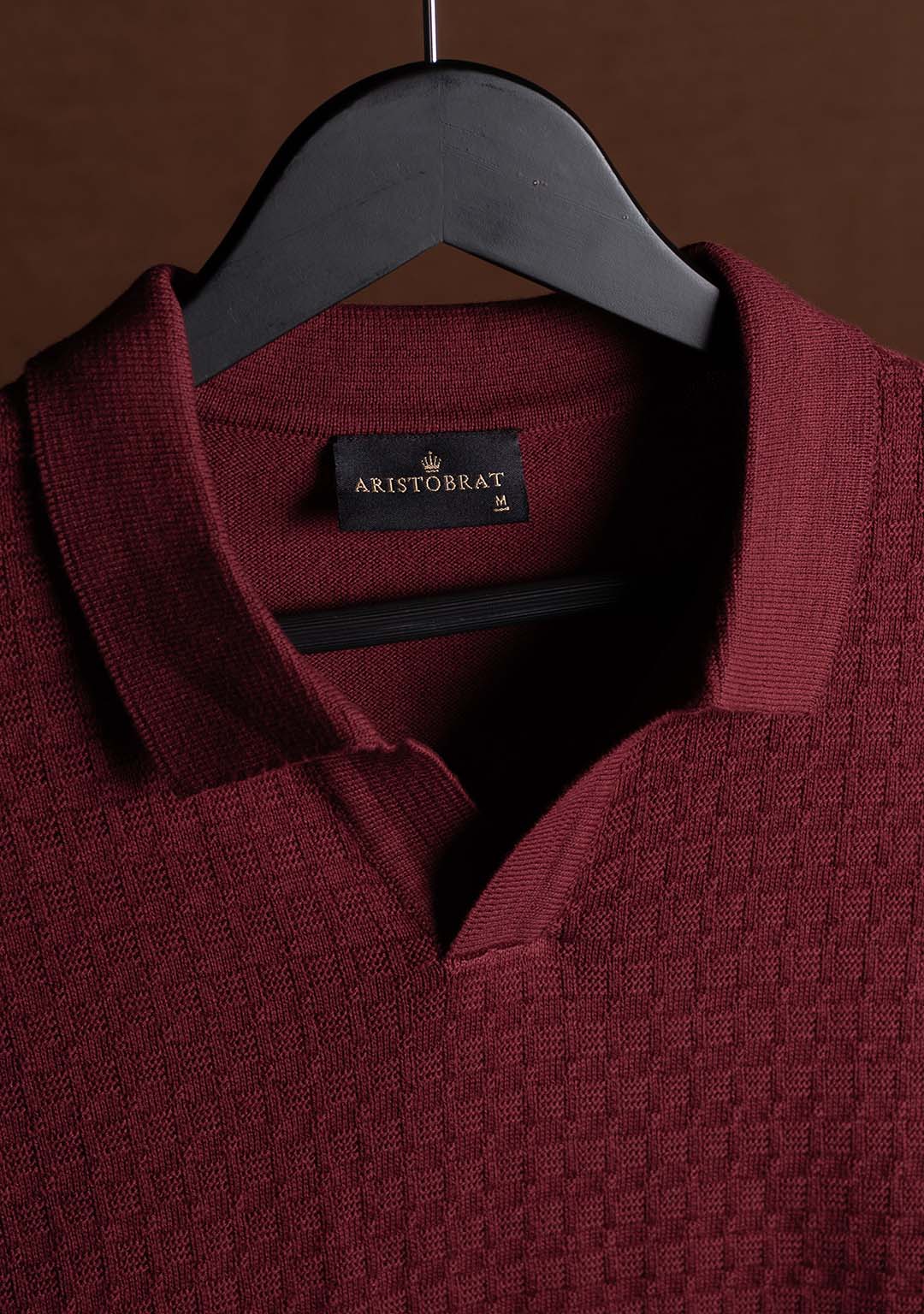 Ghazal Knit Polo in Wineberry