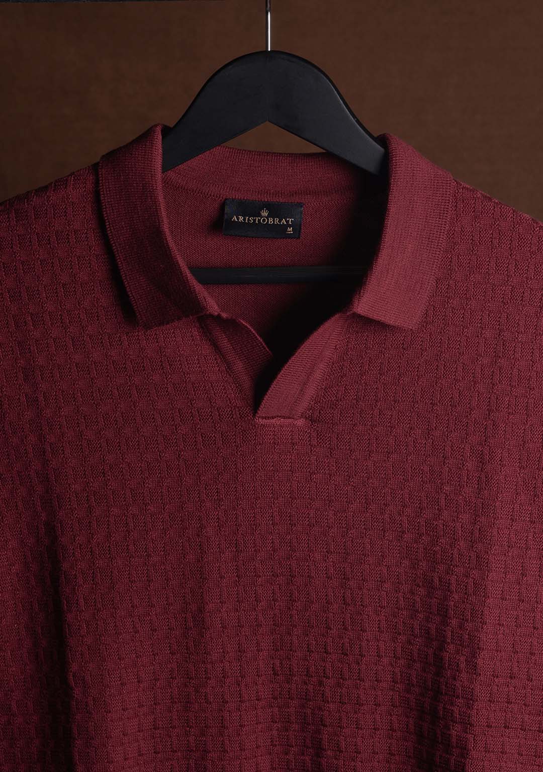 Ghazal Knit Polo in Wineberry
