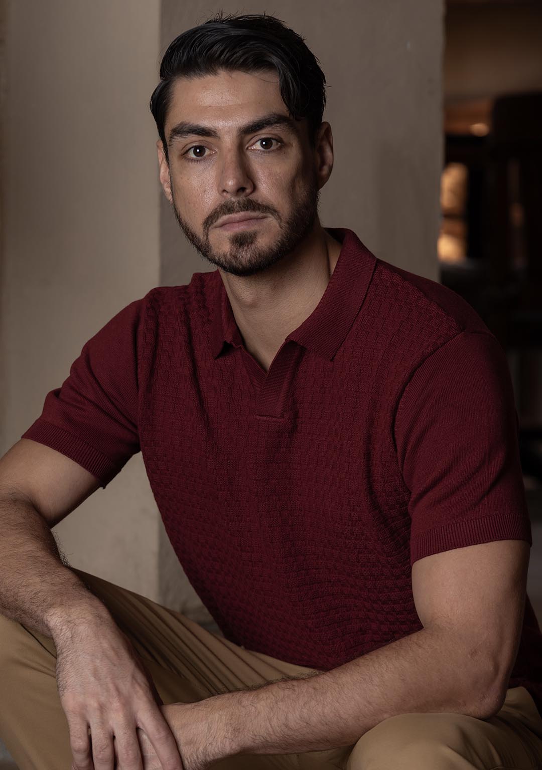 Ghazal Knit Polo in Wineberry