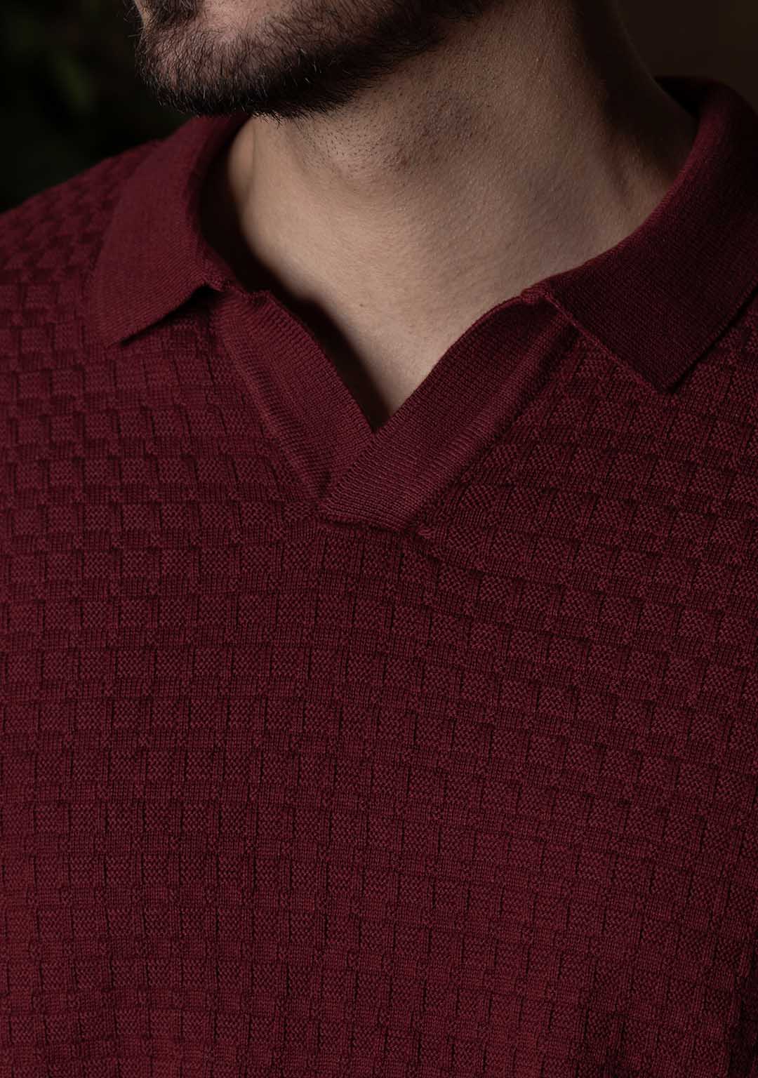 Ghazal Knit Polo in Wineberry