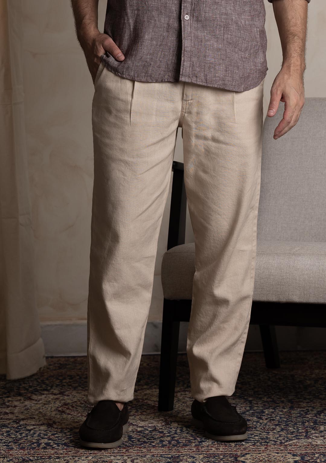 Hemp Trousers in Butter Cream