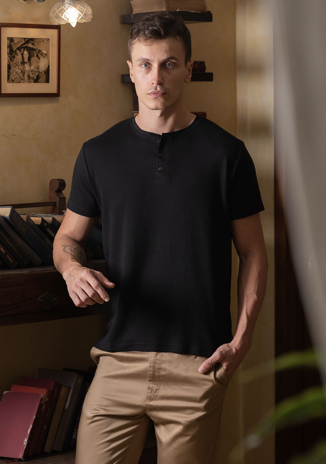 Buy Henley T-Shirt in Black Online In India Free Shipping
