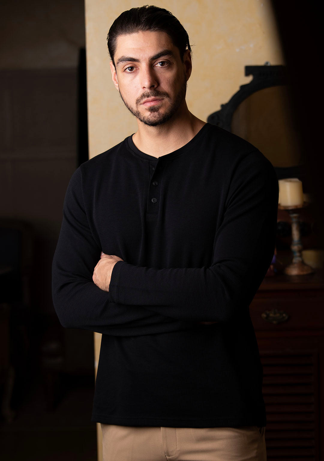 Henley Full Sleeves in Black