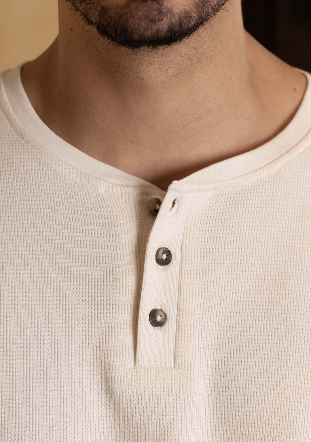 Henley Full Sleeves in Ecru