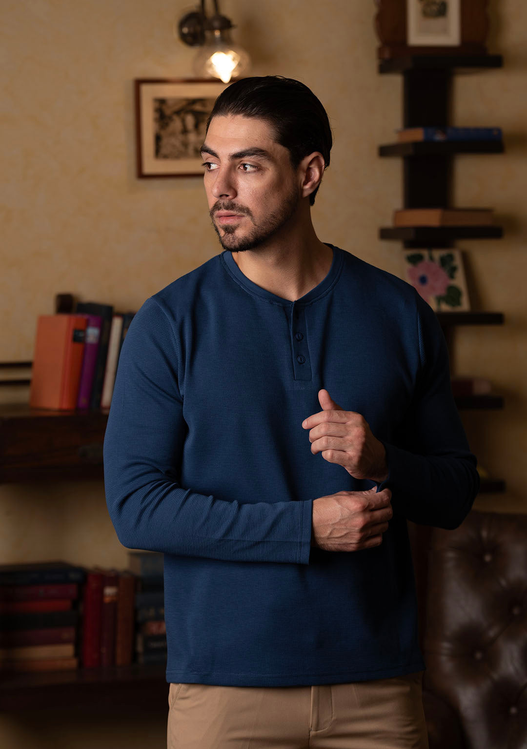 Henley Full Sleeves in Sailor Blue