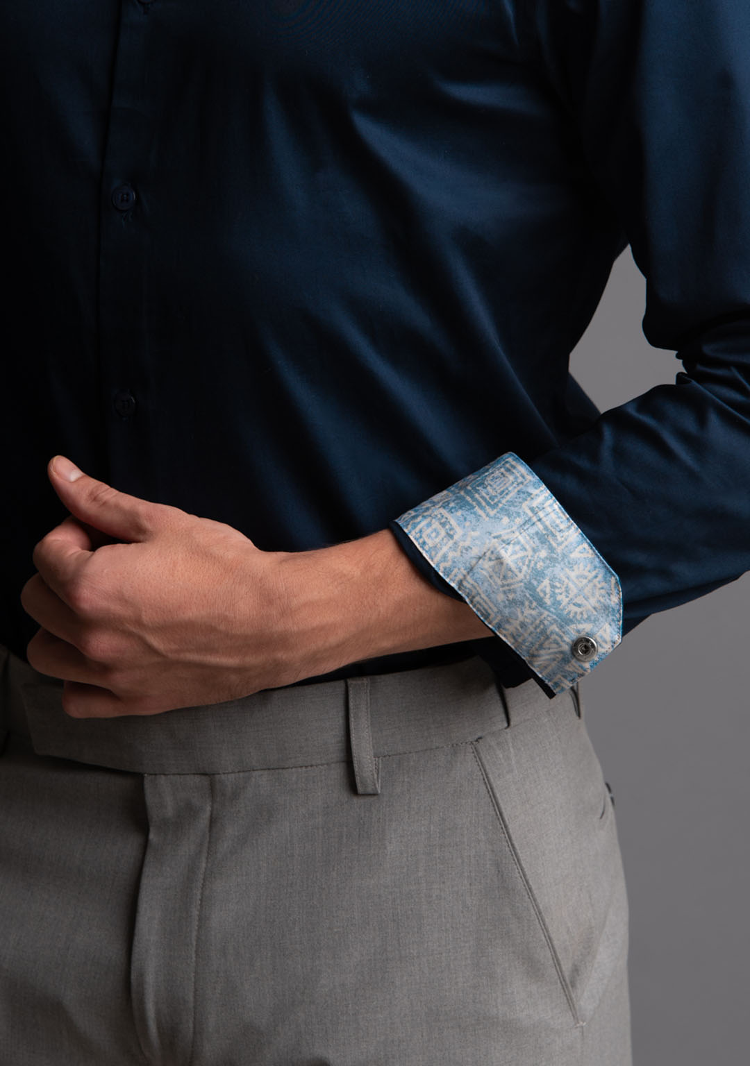 Dark Navy with Aztec Print