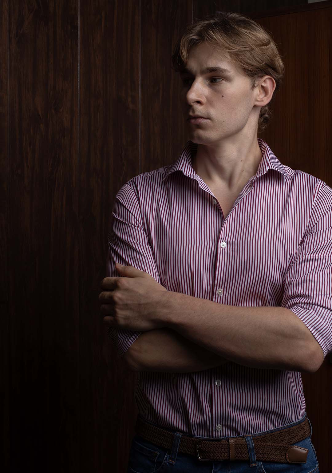 Striped Shirt in Deep Cherry
