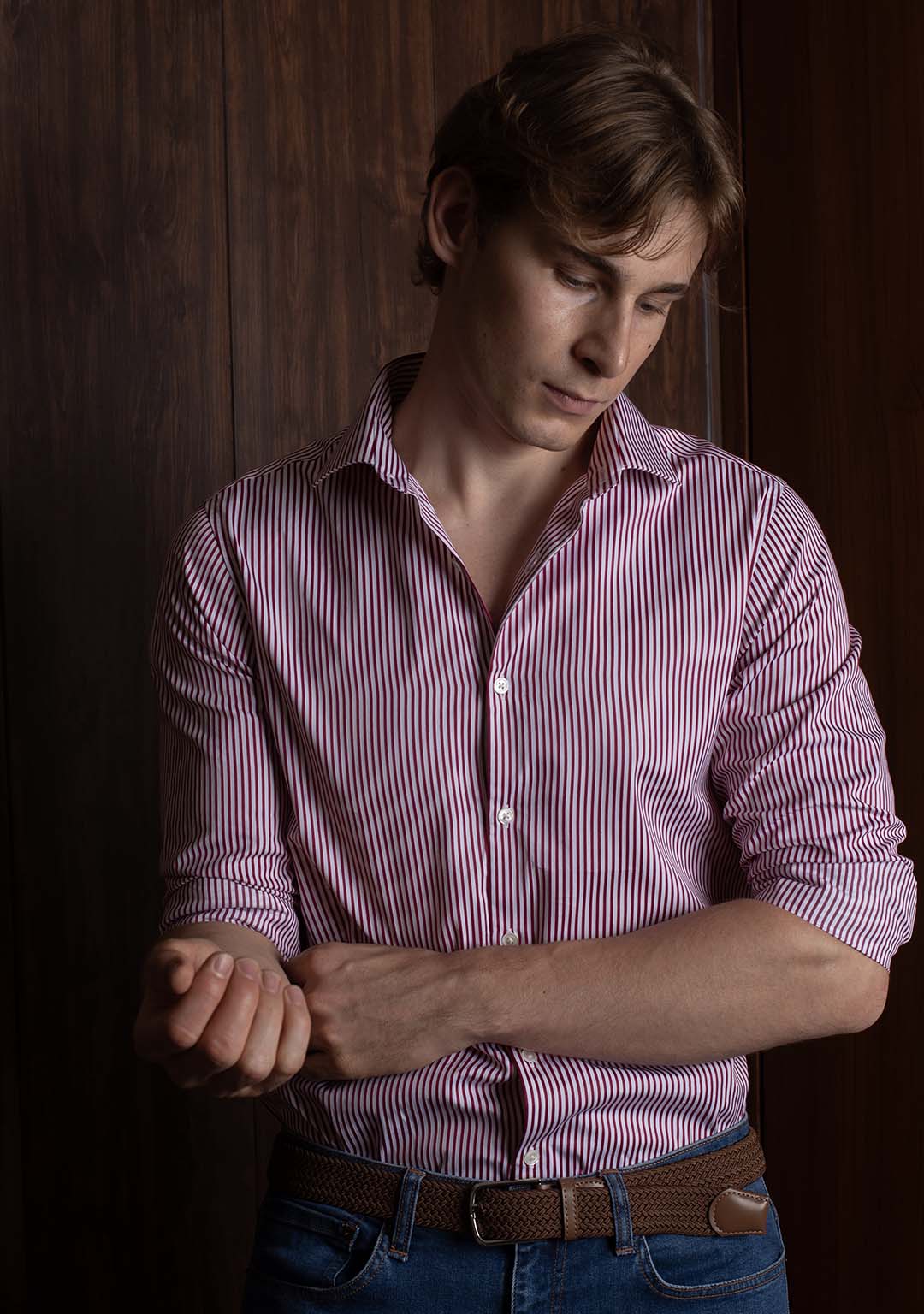 Striped Shirt in Deep Cherry