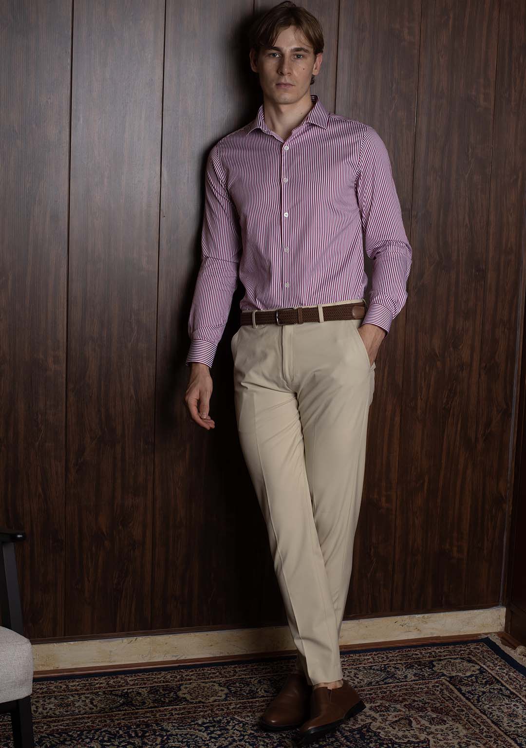 Striped Shirt in Deep Cherry