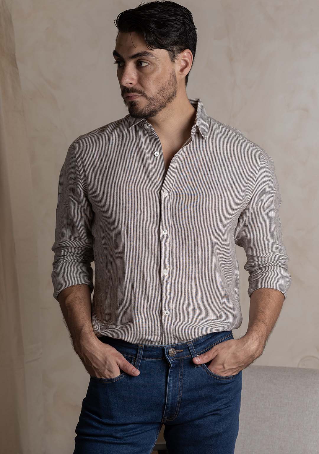 Linen Shirt in Classic Stripes