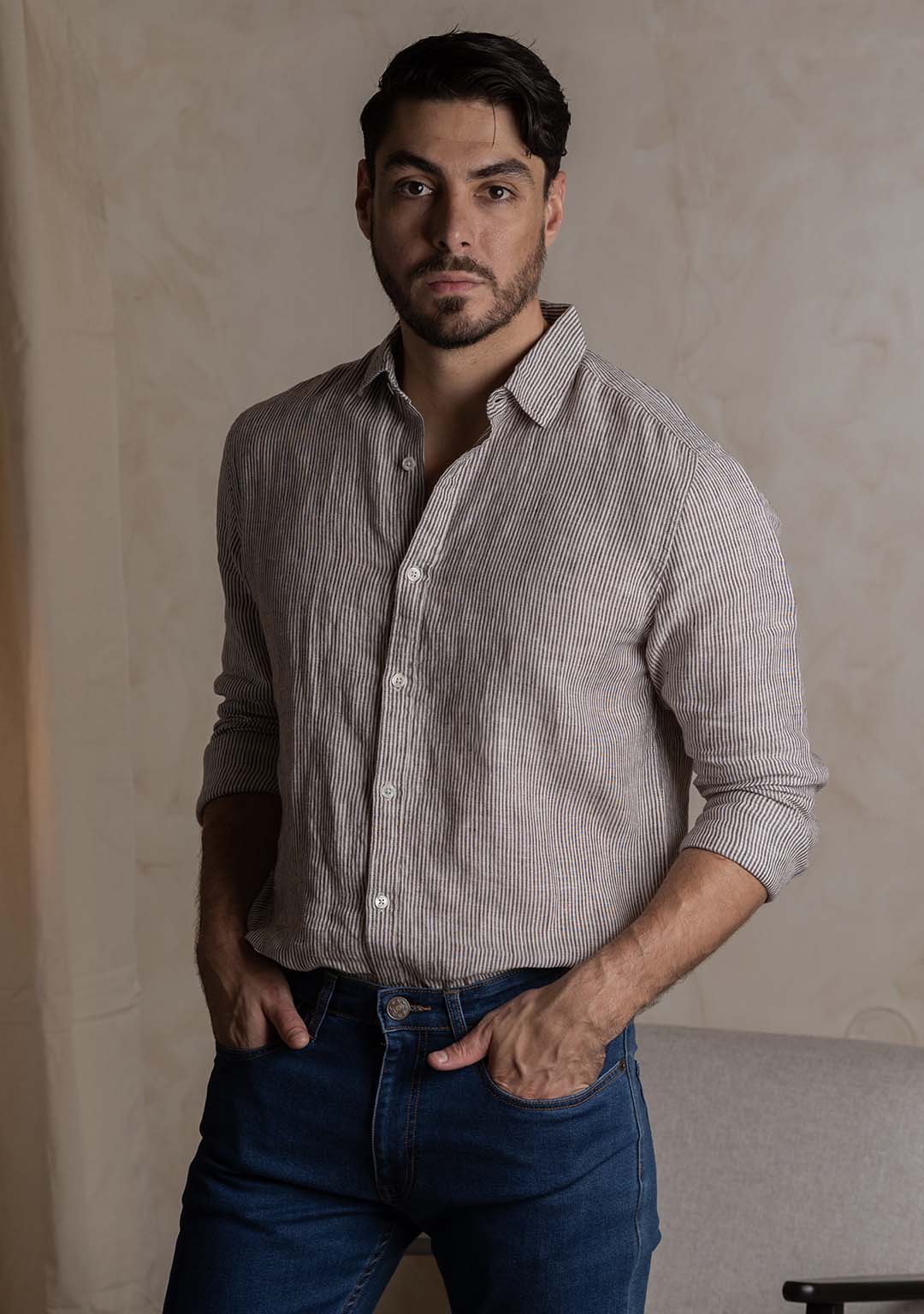 Linen Shirt in Classic Stripes