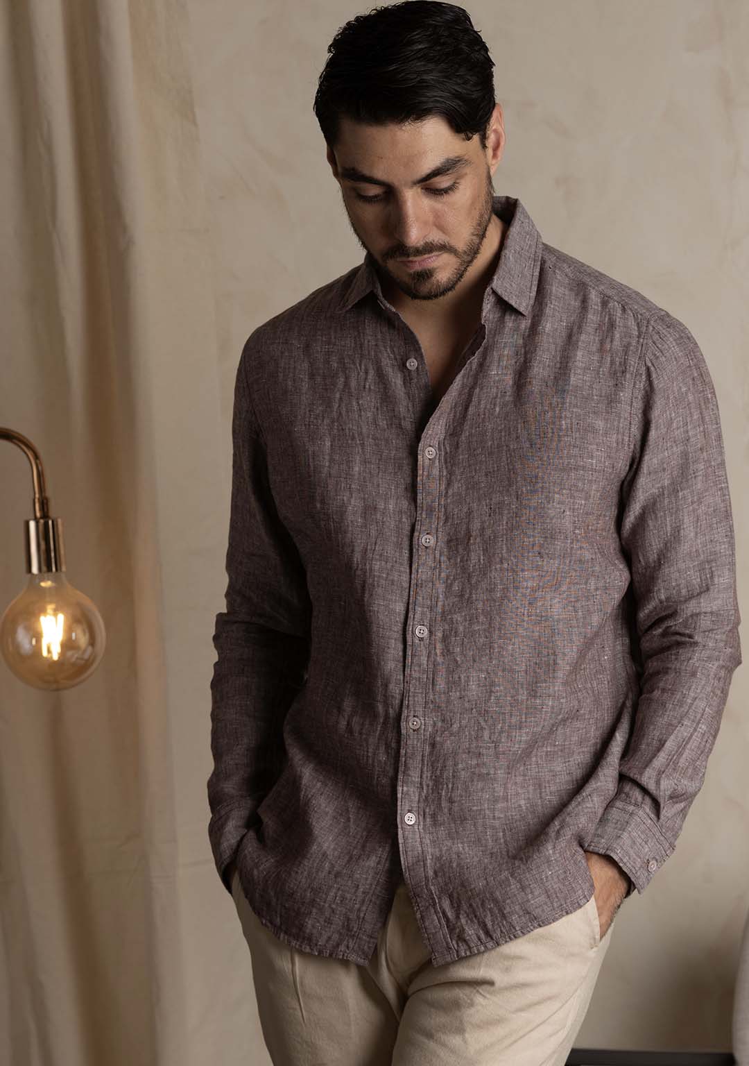 Linen Shirt in Rum Raisin