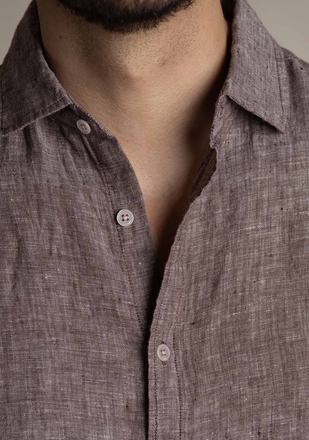 Linen Shirt in Rum Raisin