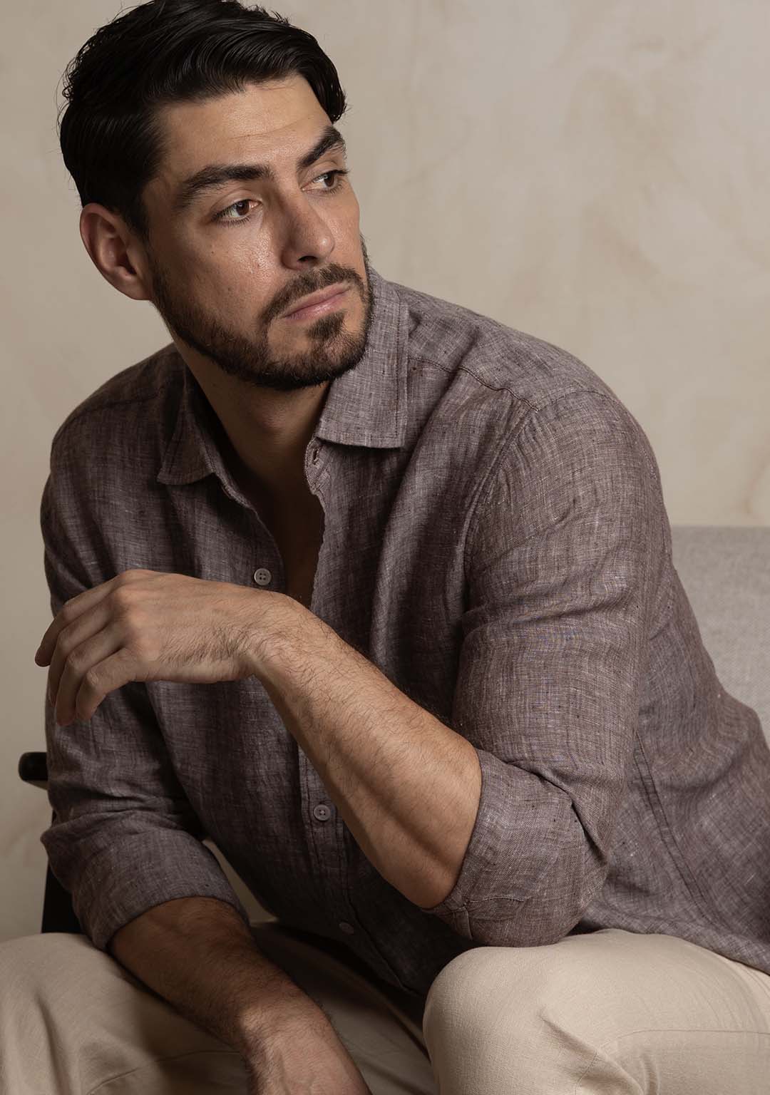 Linen Shirt in Rum Raisin