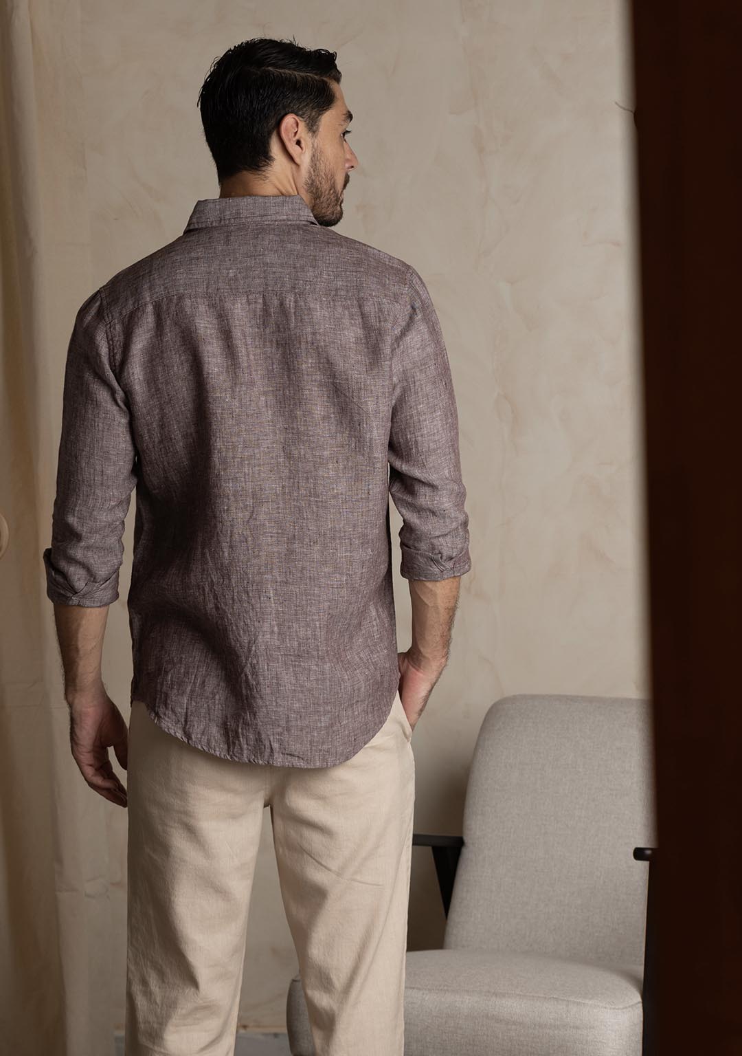 Linen Shirt in Rum Raisin