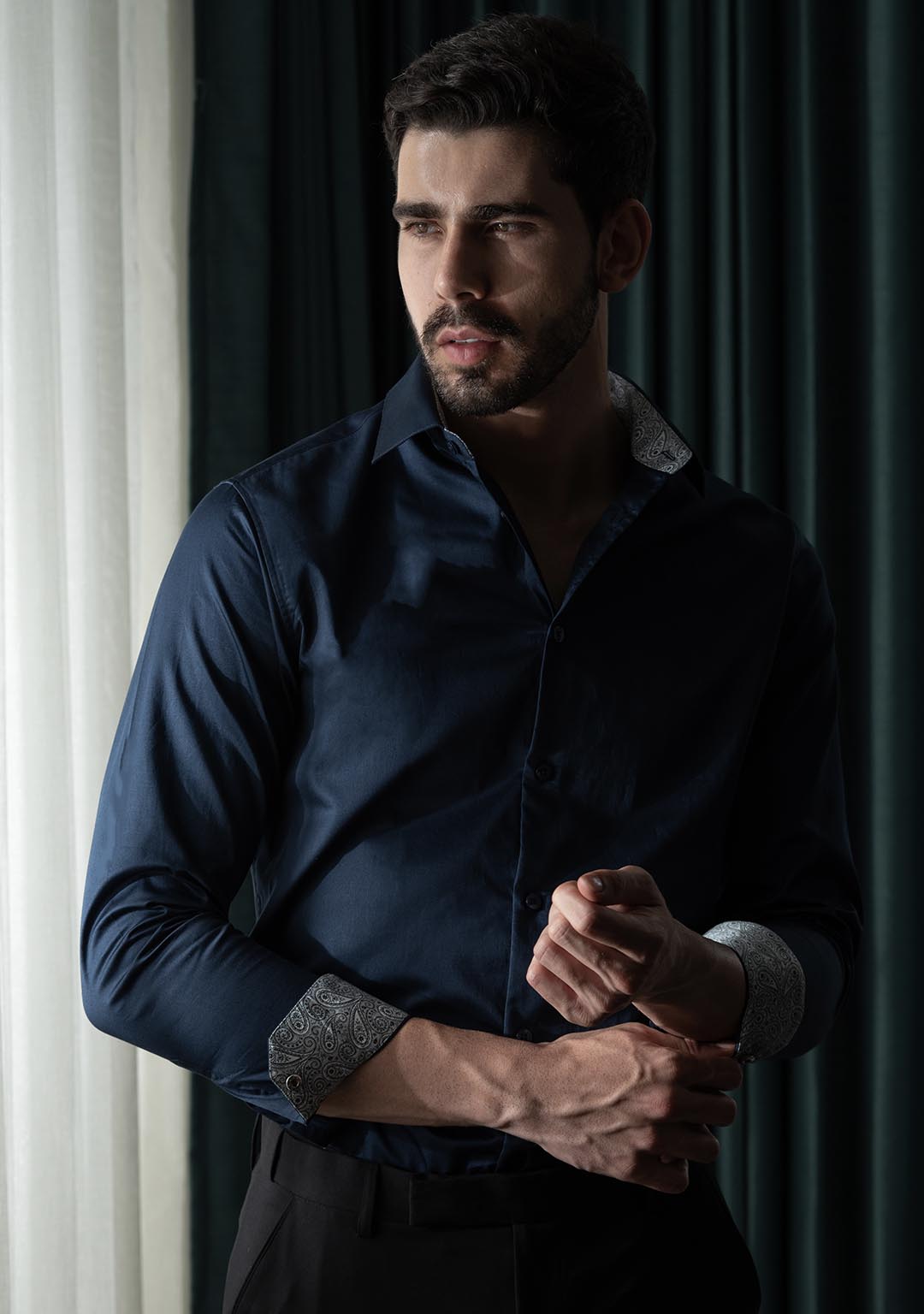 Midnight Blue with Paisley Detail
