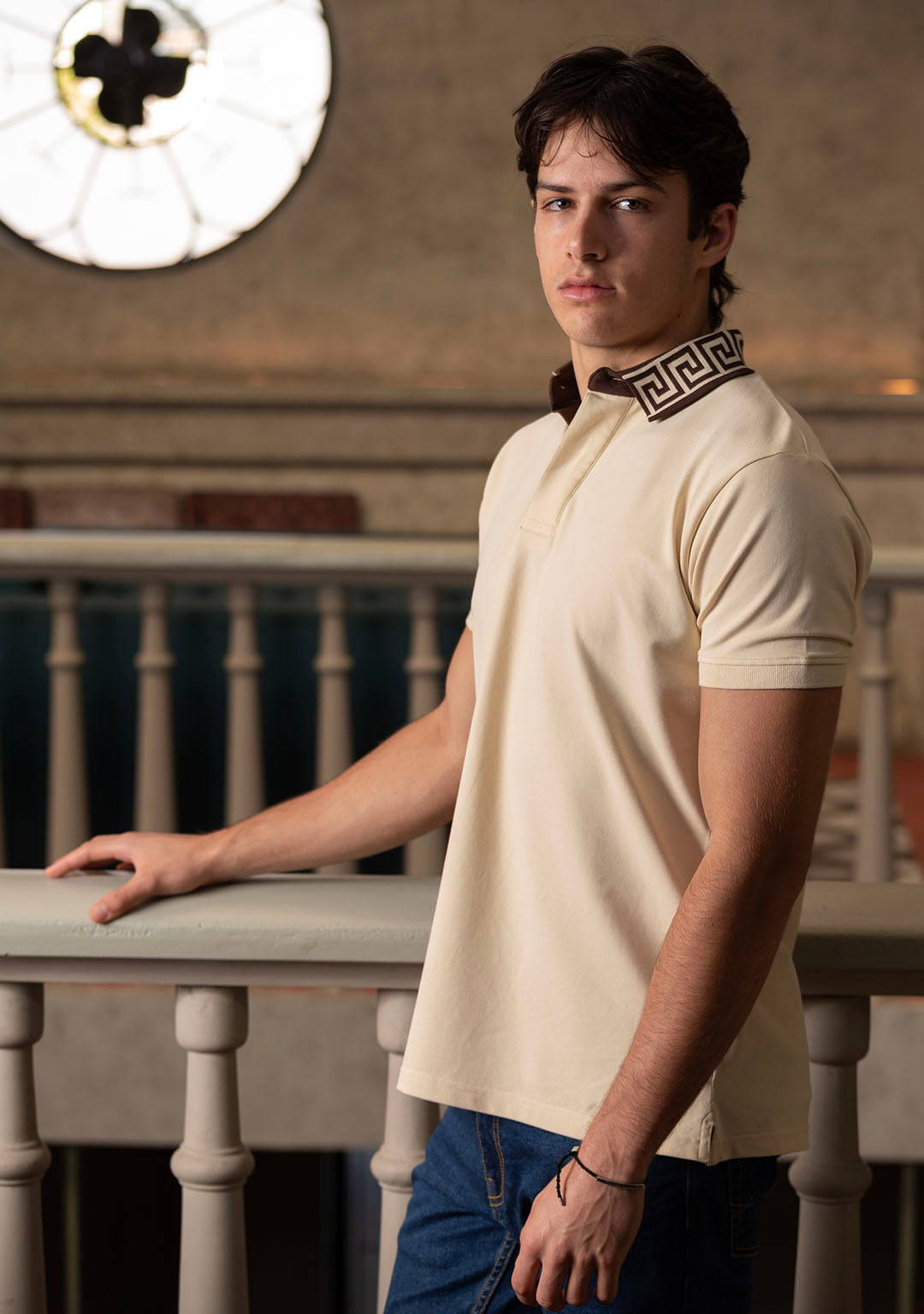 The Luxury Polo in Ecru Meander
