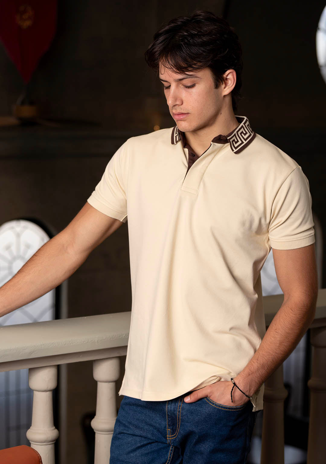 The Luxury Polo in Ecru Meander