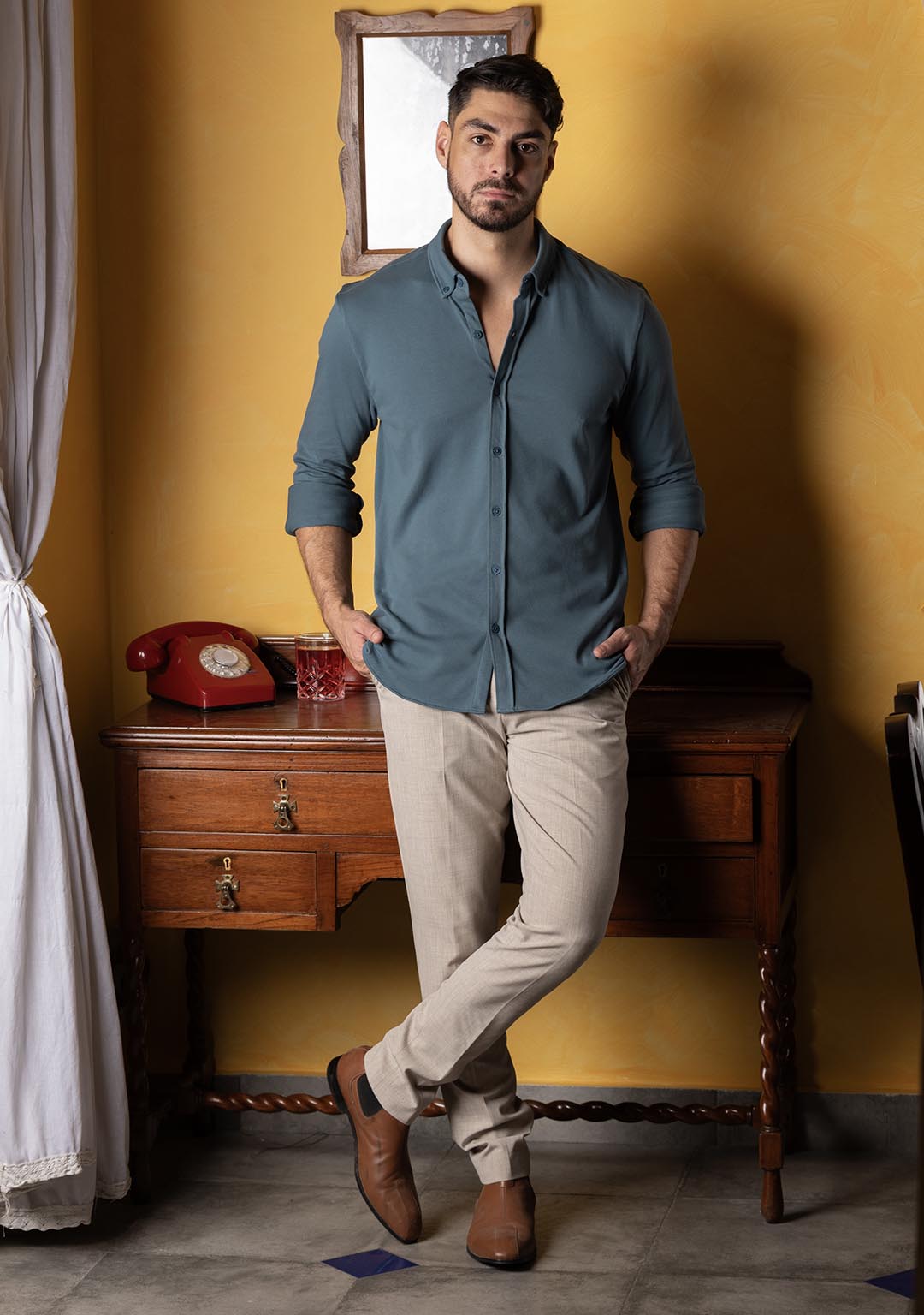 Piqué Shirt in Arctic Blue