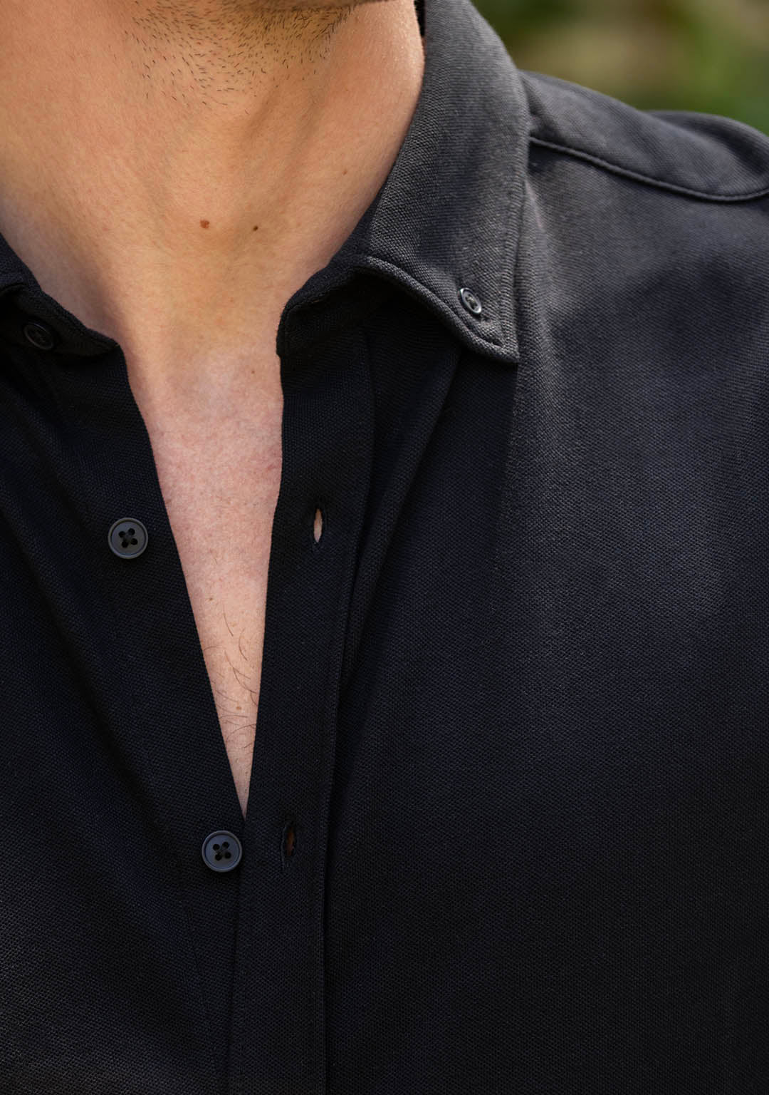 Piqué Shirt in Black