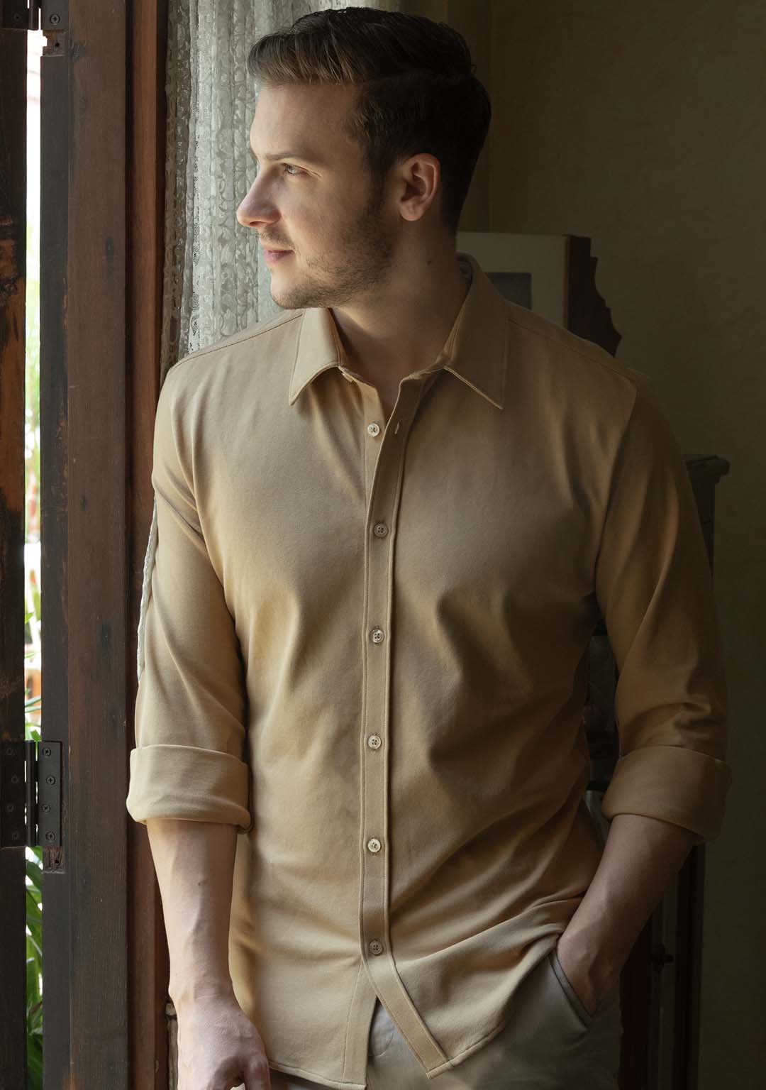 Piqué Shirt in Camel