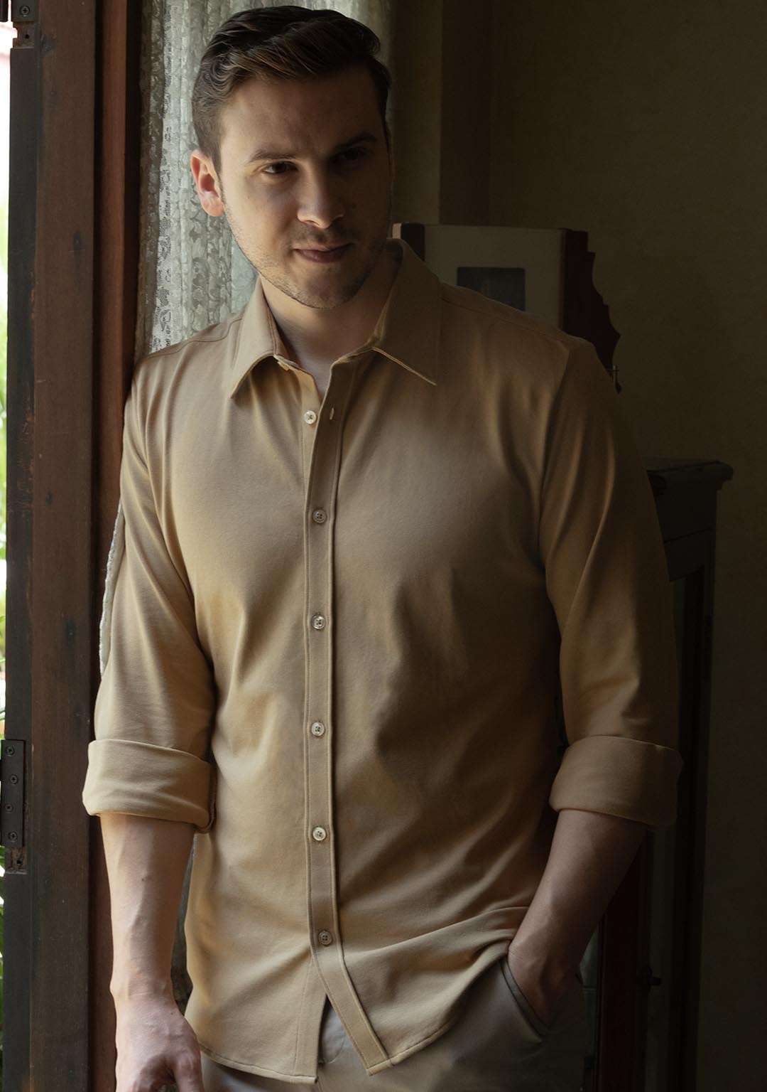 Piqué Shirt in Camel