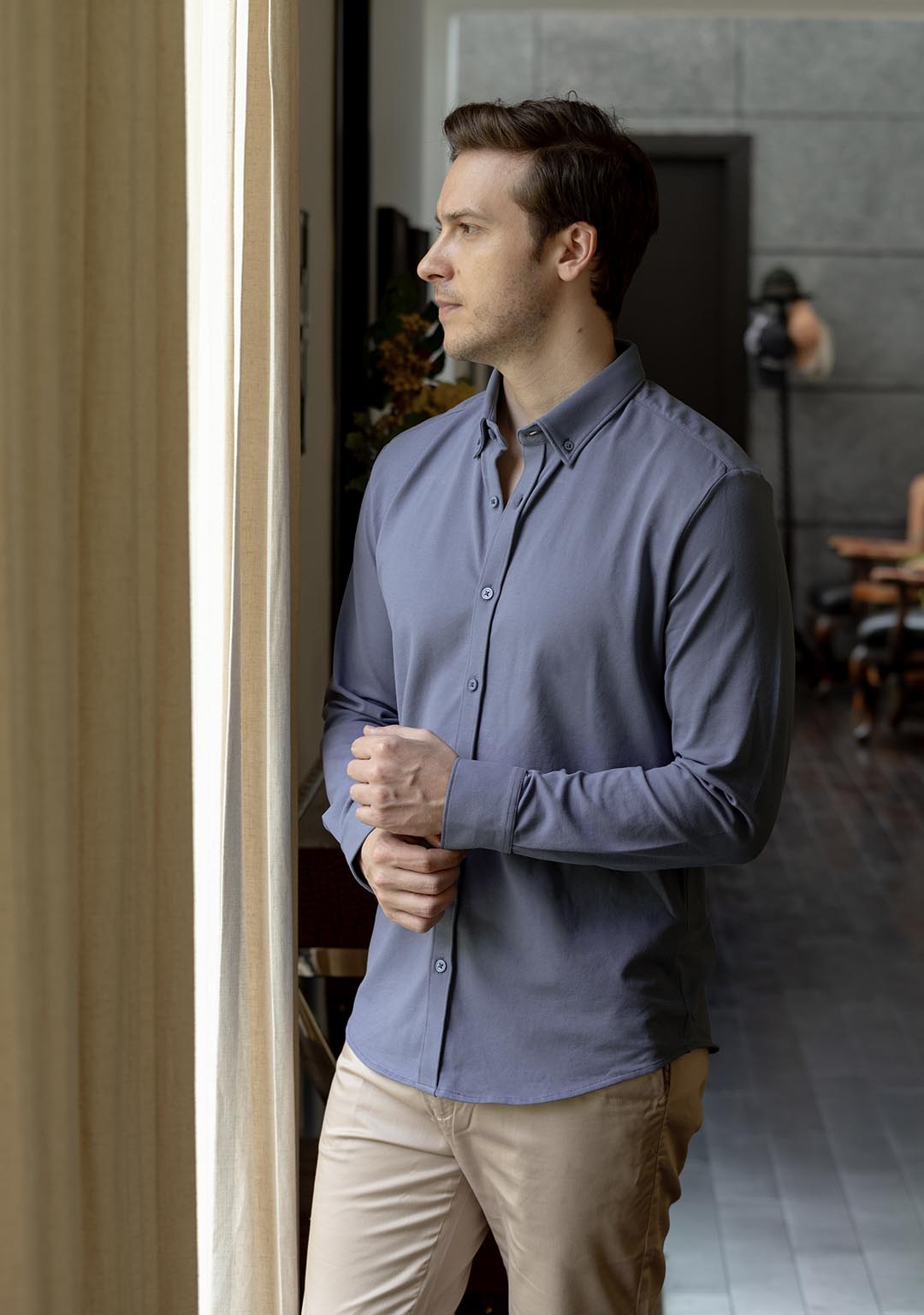 Piqué Shirt in English Blue