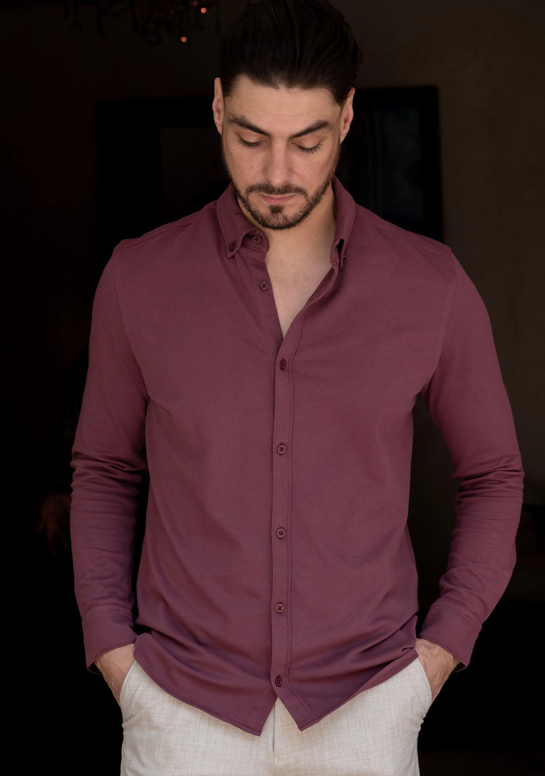 Piqué Shirt in Grape Wine