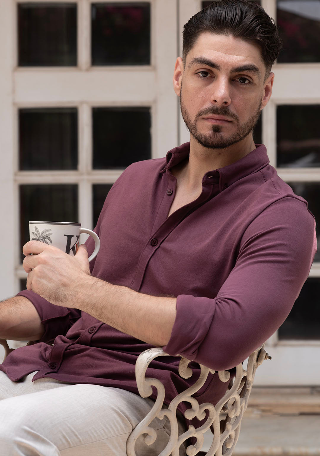 Piqué Shirt in Grape Wine