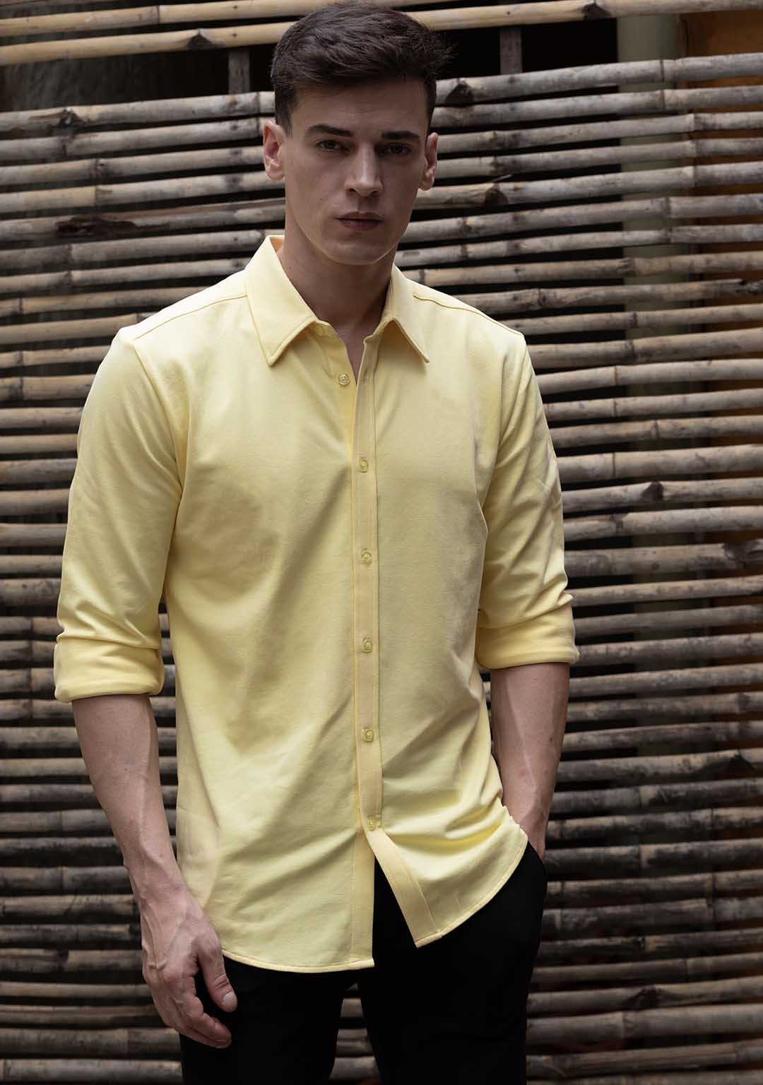 Piqué Shirt in Pastel Yellow