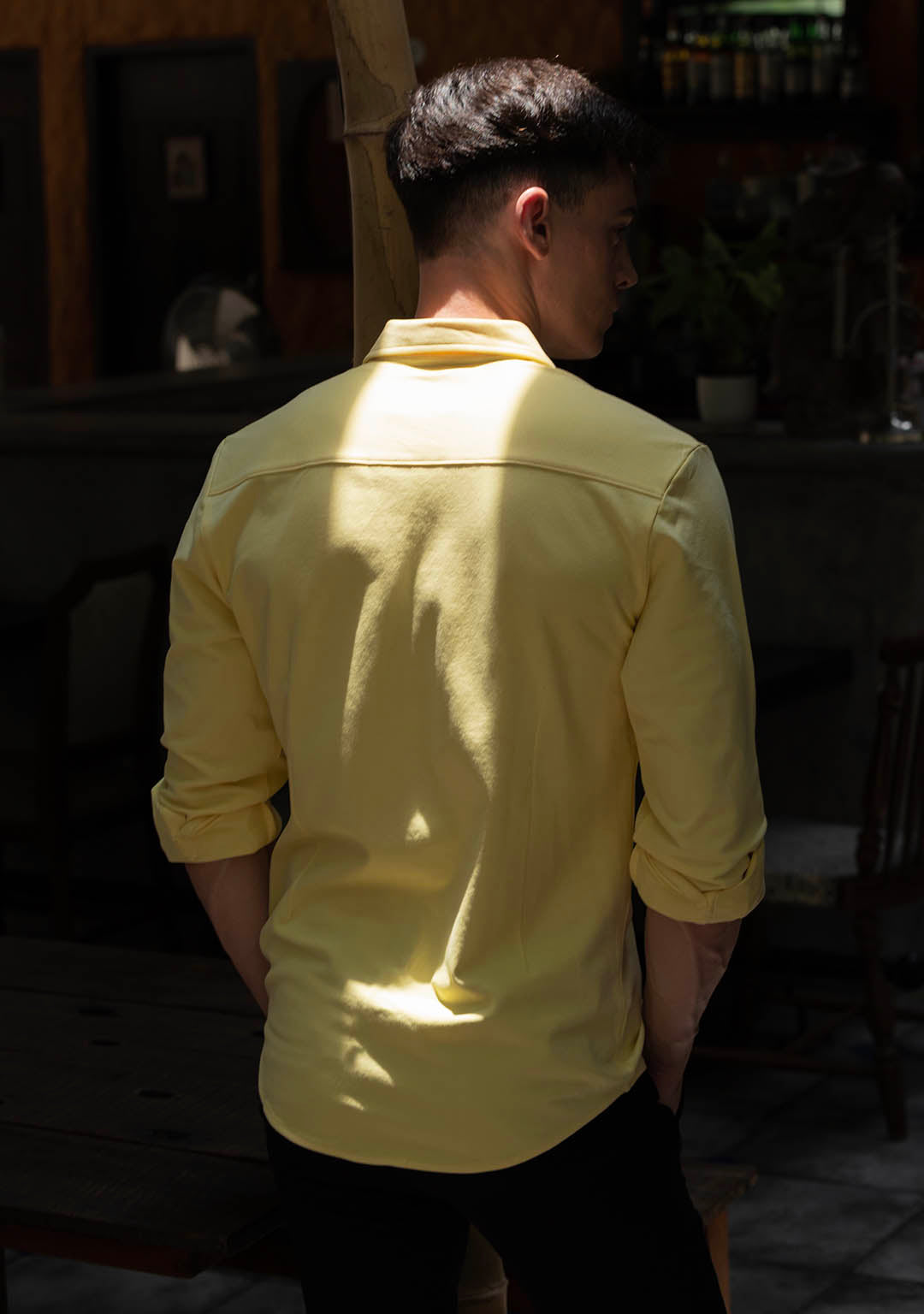 Piqué Shirt in Pastel Yellow