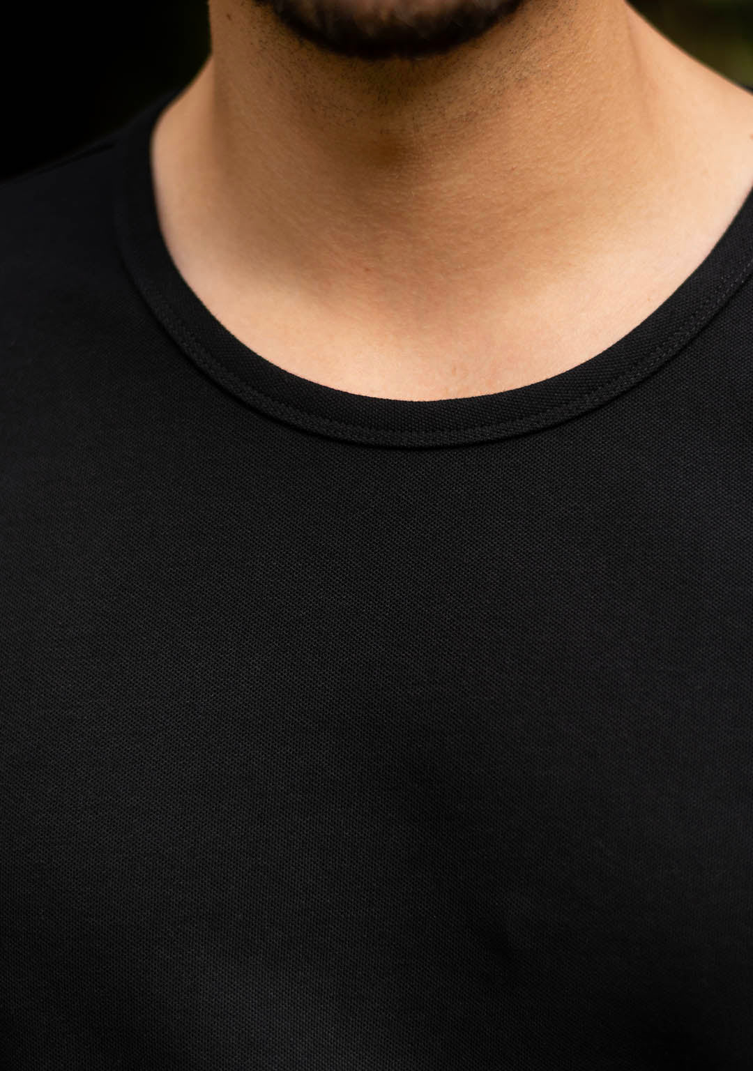 Piqué T-Shirt in Black Full Sleeves