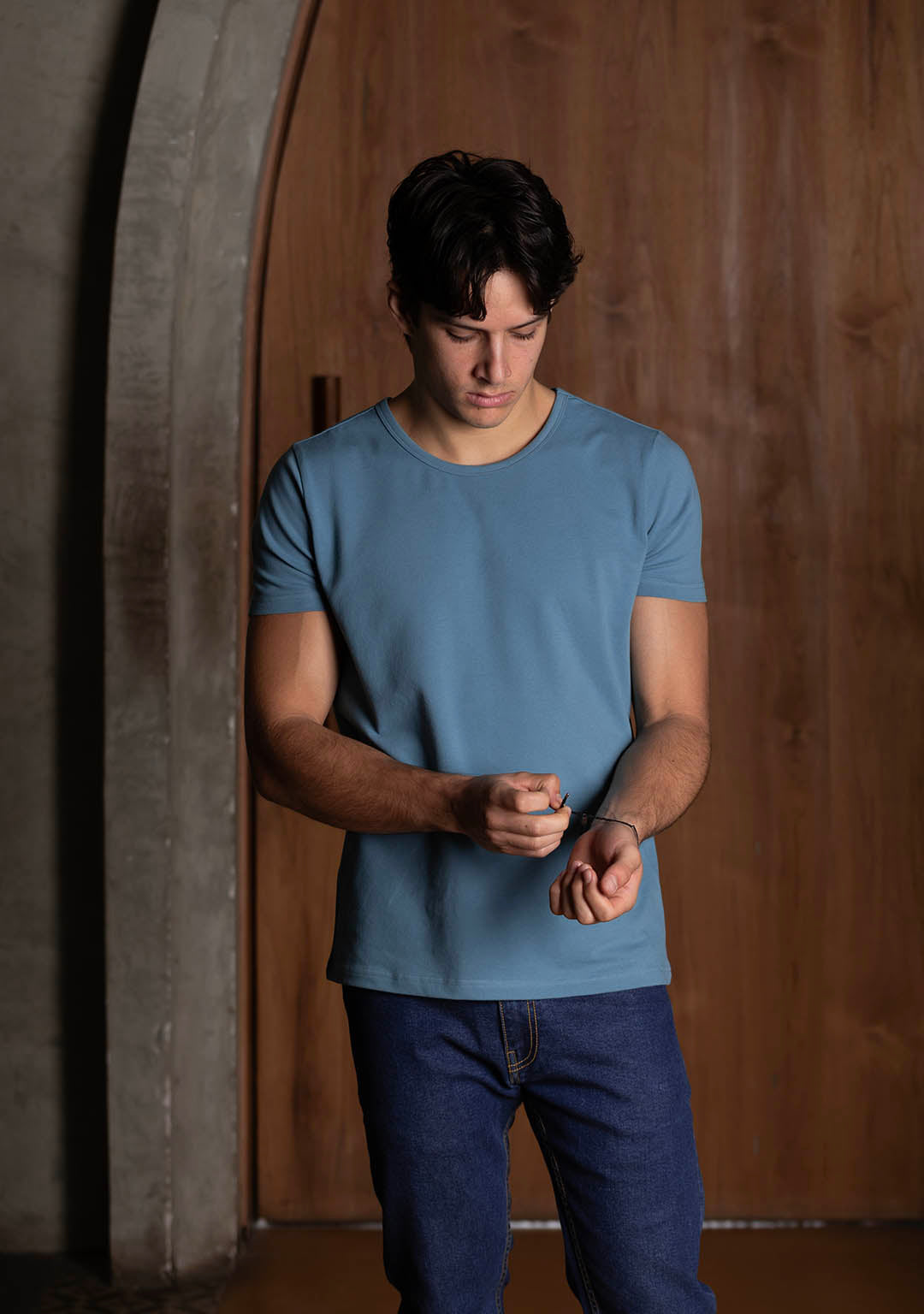 Piqué T-Shirt in Blue Marine - Aristobrat