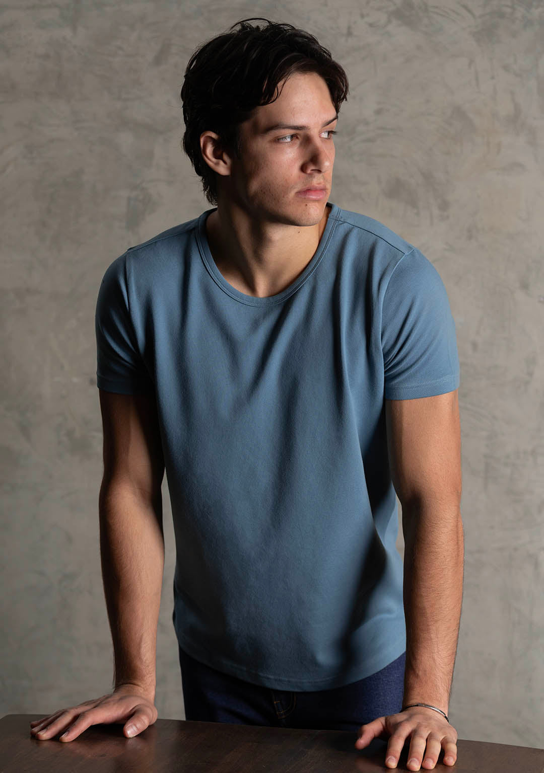 Piqué T-Shirt in Blue Marine - Aristobrat