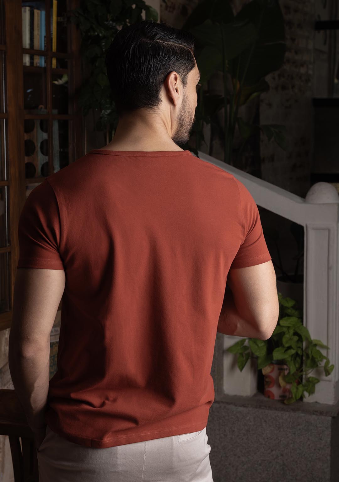Piqué T-Shirt in Terracotta
