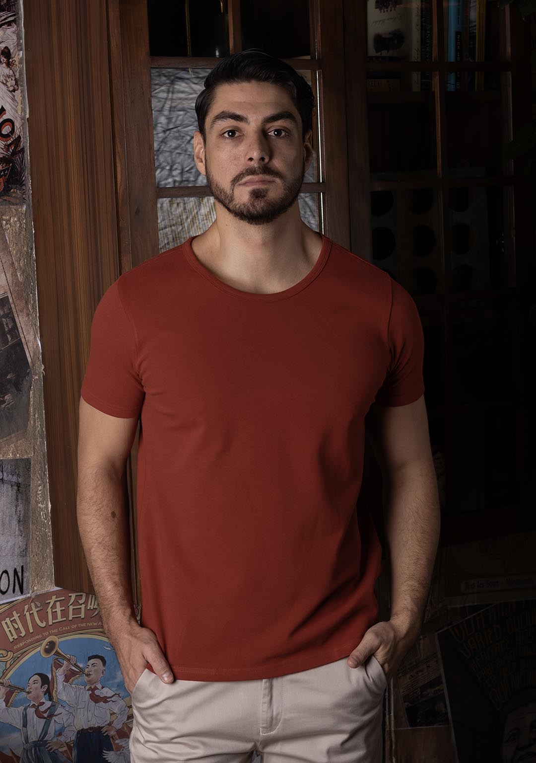 Piqué T-Shirt in Terracotta