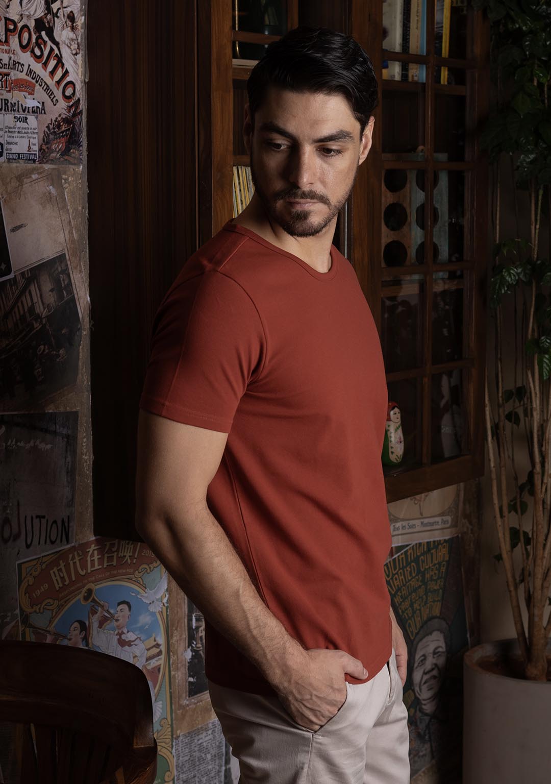 Piqué T-Shirt in Terracotta