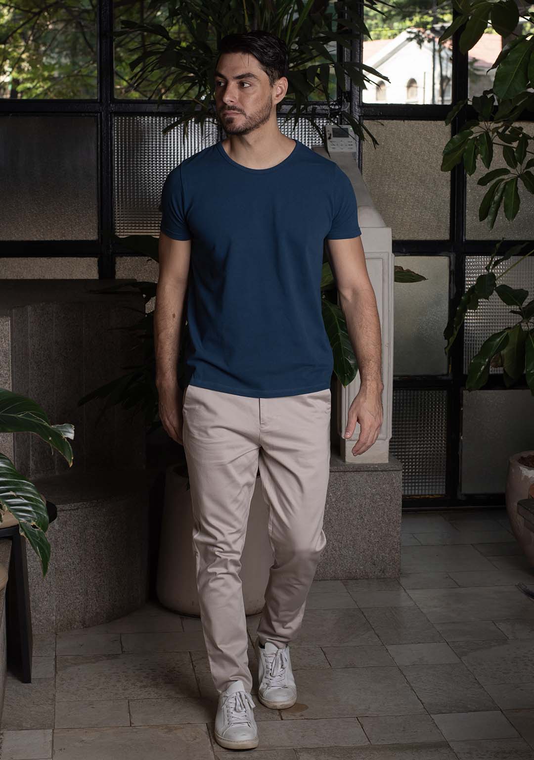 Piqué T-Shirt in Titan Blue