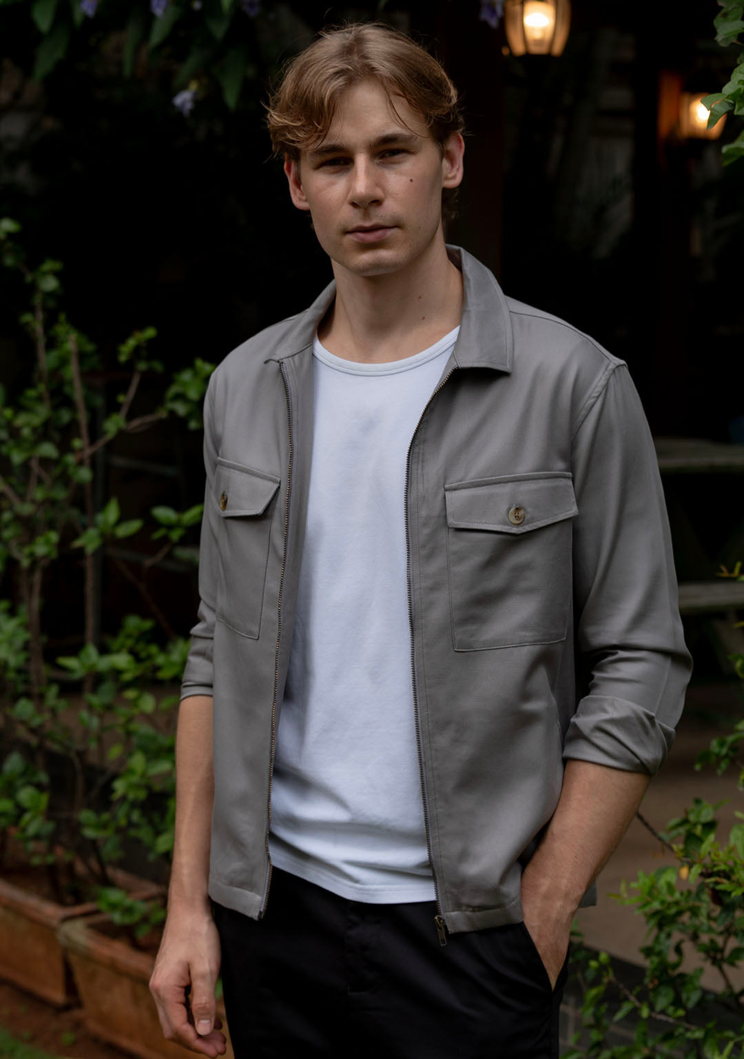 Shacket in Neutral Grey