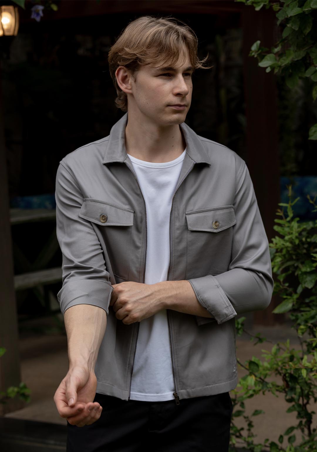 Shacket in Neutral Grey