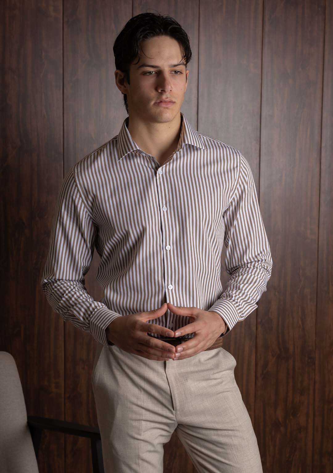 Striped Shirt in Mocha