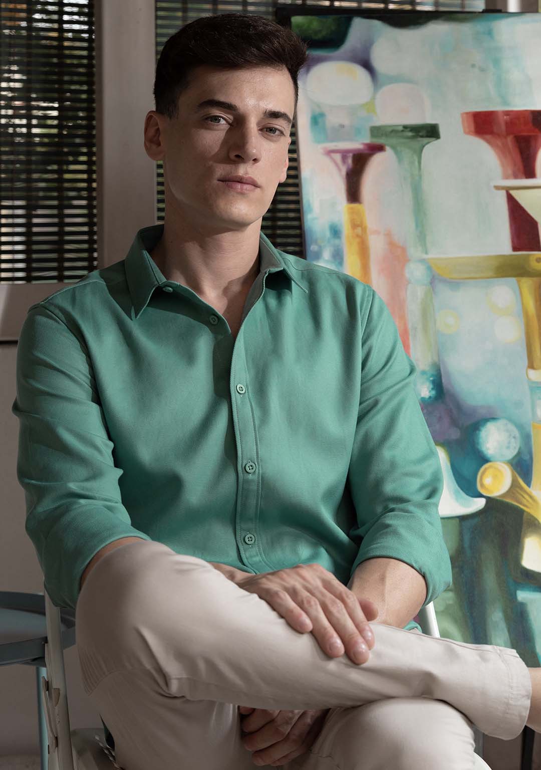 Tencel™ Shirt in Aqua Sea